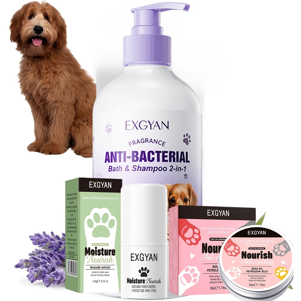 TEMU 3pcs Pet Care Set, Including Pet Shower Gel, Paw Moisturizer And Nose Care Stick, Fluffy Hair, , , Lubricated Nose, You Can Have Healthy And In