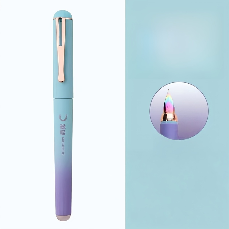 1 Erasable Fountain Pen, 0.38mm Electroplated Nib, Magnetic , Suitable For School, Journaling, And Writing
