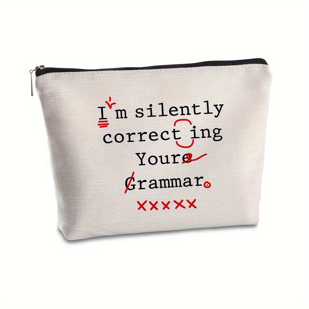 

Grammar Correction Humor Zip Pouch - Polyester Fiber Cosmetic Bag, Ideal Gift For English Teachers And Linguists, Teacher Appreciation, Birthday, Holiday Present, 7x9 Inch, For 14+