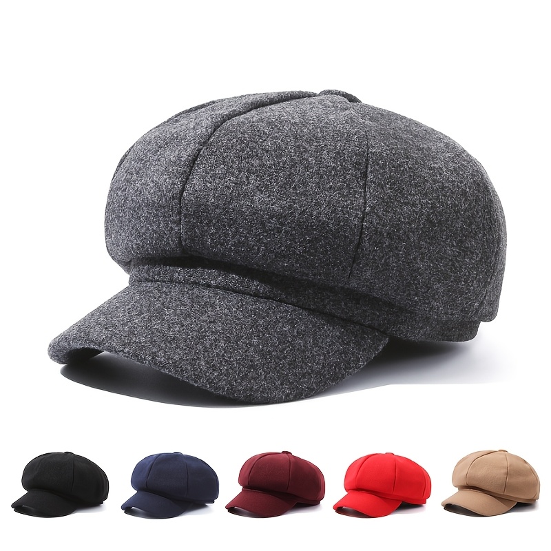 

Solid Color Winter Newsboy Cap For Women, Fashionable Painter Beret Hat, Retro Cap For