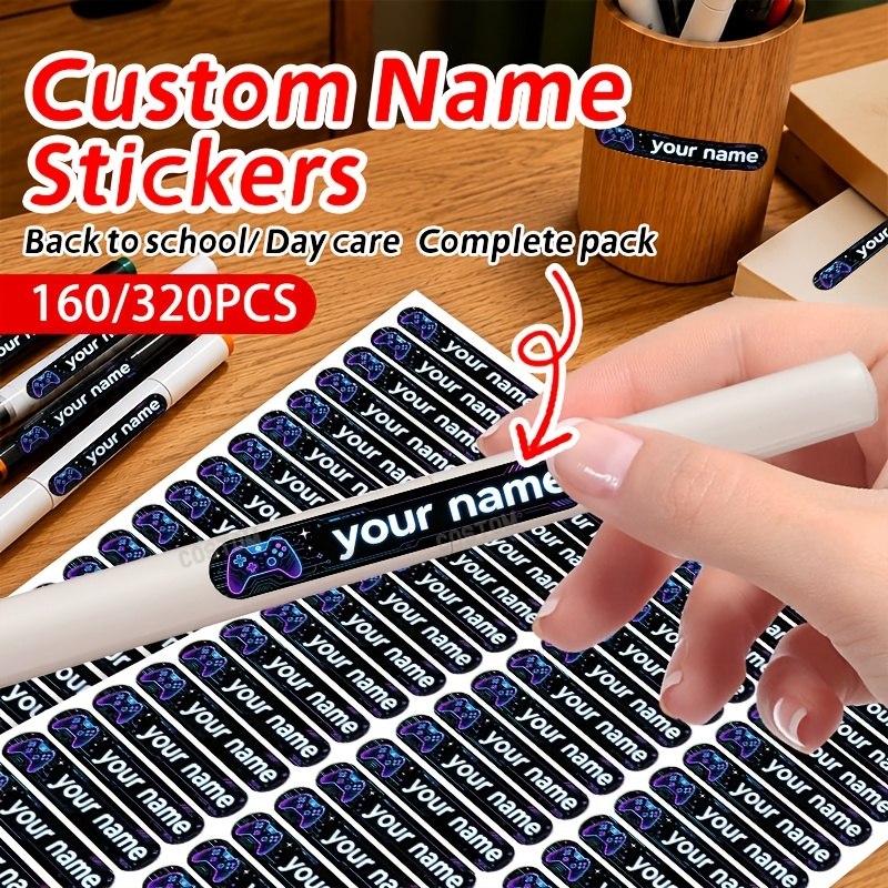 TEMU 160/320pcs Personalized Custom Stationery Label Stickers, Cyber Game Controller Style Custom Name Stickers, Suitable For Student Stationery,