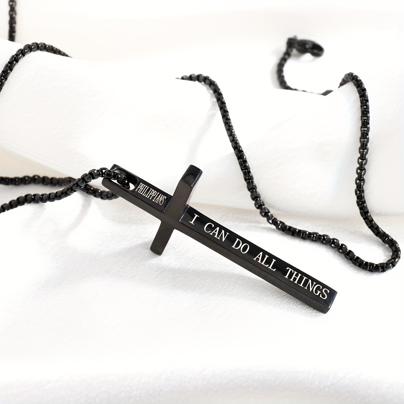 1pc stainless steel cross pendant necklace fashion necklace for boys easter gift details 4