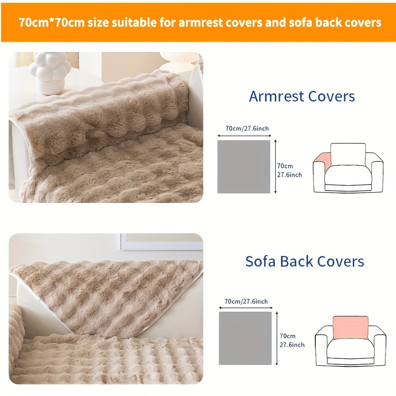 TEMU 1pc Faux Rabbit Plush Sofa Cushion Pet Sofa Cover Thick Plush Winter Cushion Protector Slipcover Anti-slip Bedroom Office Living Room Furniture