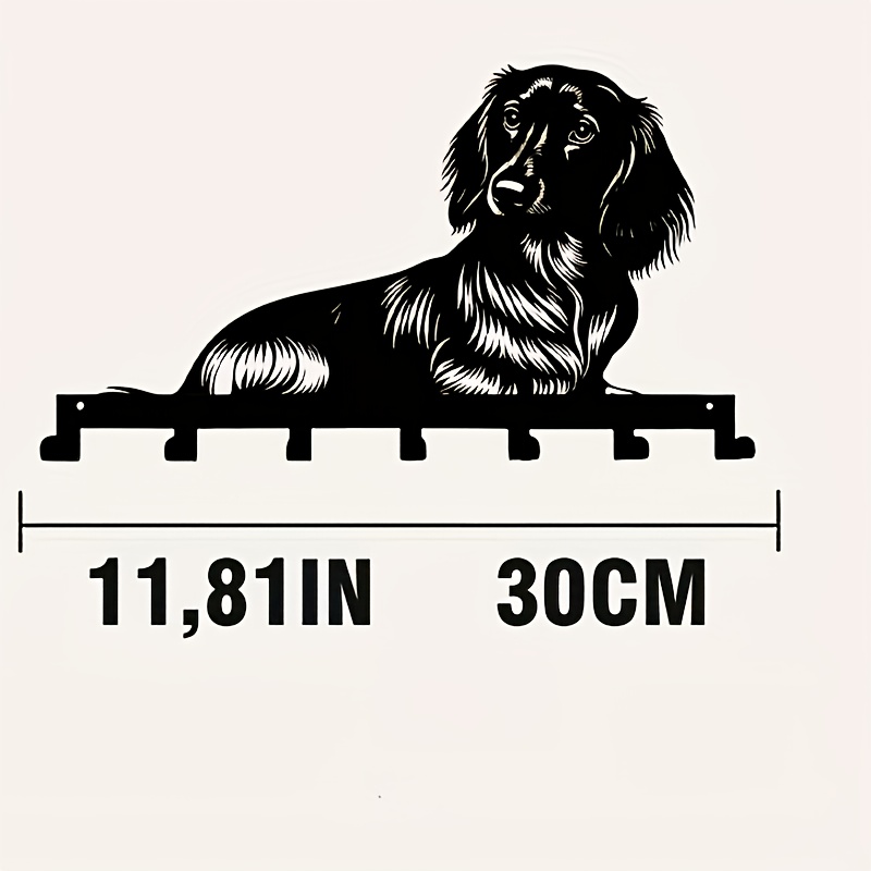 TEMU 7-hook Cast Iron Key Holder Wall-mounted - Rust-proof Dachshund Design Key Organizer Suitable For Keys, Towels, Coats & Accessories - Cute Dog