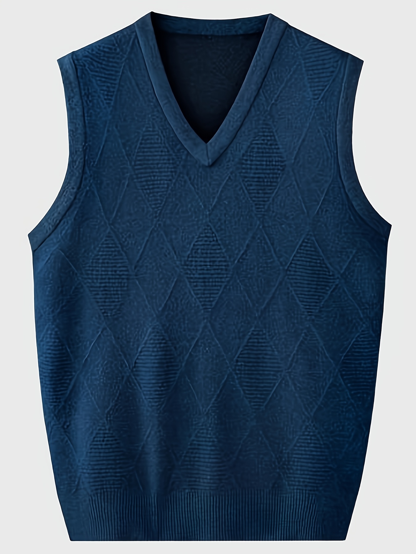 men's fit v neck sleeveless knit sweater vest geometric Temu