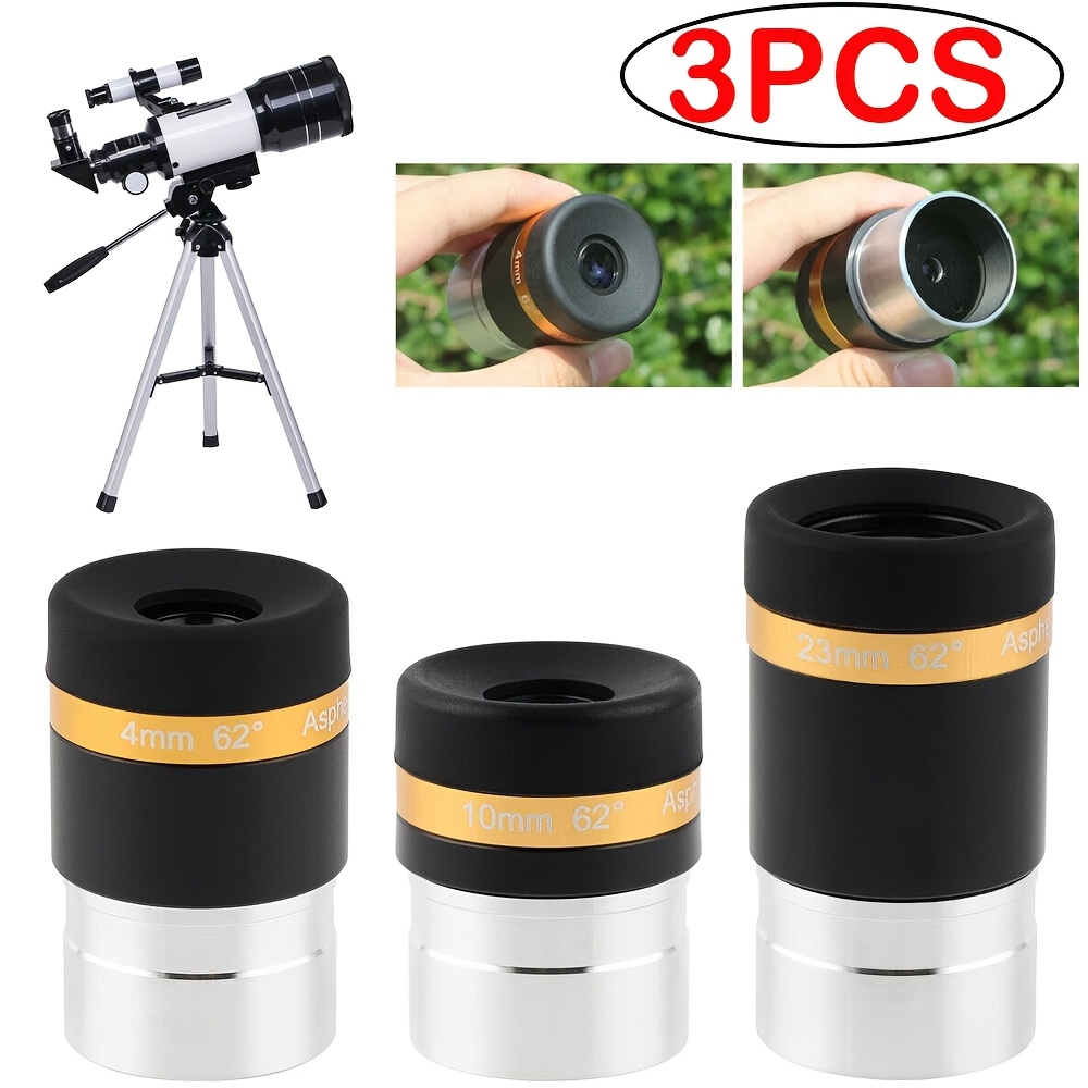 3pcs high-definition 62° ultra-wide angle eyepieces with fmc coating, 1.25 , 4mm, 10mm, and 23mm eyepieces for telescope monoculars - full-coated lens accessory set 0