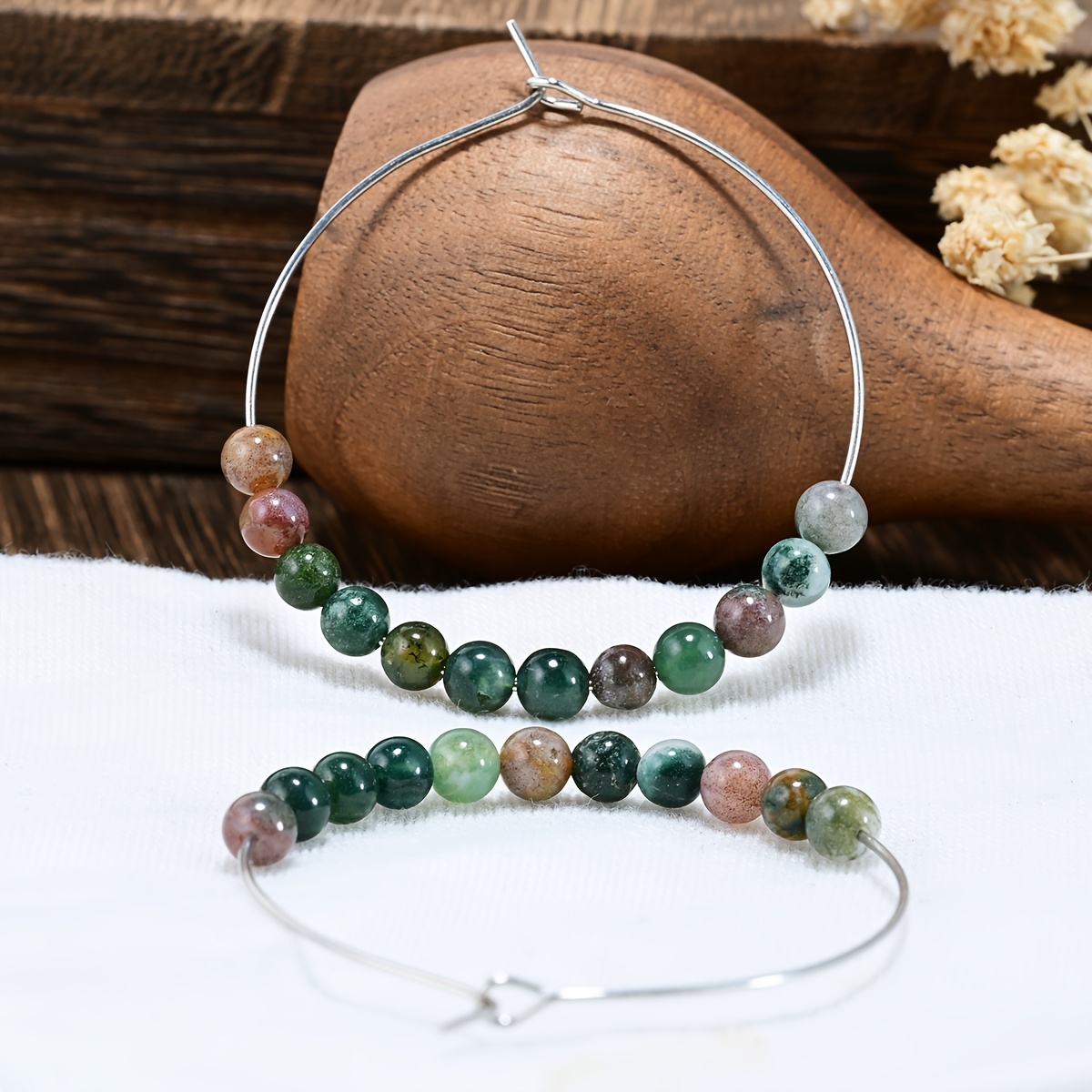 1 Pair Indian Agate Bohemian Fashionable Earrings