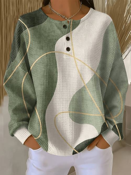 item picture womens fashion sweatshirt geometric pattern style long sleeve round neck regular casual daily wear winter style