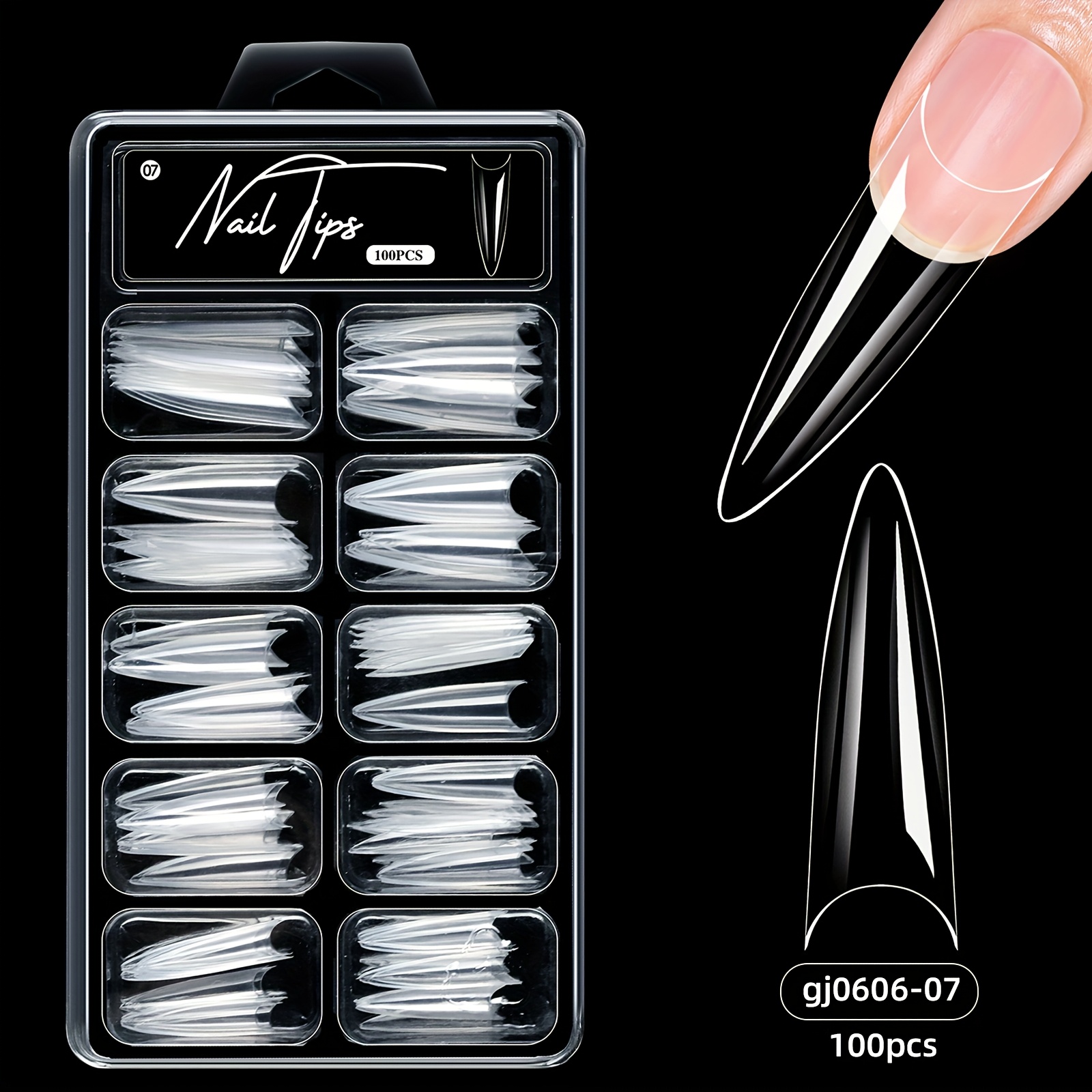 100pcs Nail Art Undamaged Nail Tips Extension Full Semi-two Use Nail Stickers