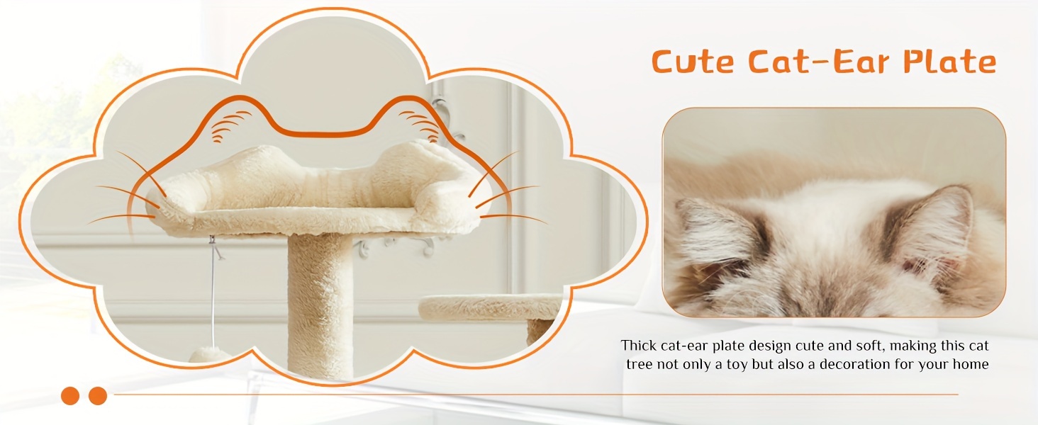 54In Multi-Level Cat Tree Tower with Sisal Cat Scratching Posts, Anti-Tilt Device, 2 Large Condo Beds, Perches, Luxurious Plush Pet House for Indoor Cats & Kittens, Nice Cat Entertainment Toy to Play, Relax with Anti-Tilt Device details 4