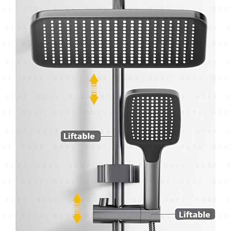 BDBX Modern Black Shower Set with Temperature Display