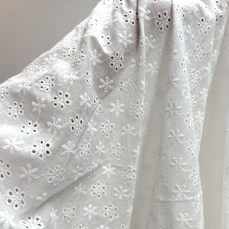 1pc 129.54cm Wide White Cotton Eyelet Embroidered * Fabric, Delicate and  Elegant Summer Dress Fabric, Lightweight Breathable Material, for Blouse,  Skirt, Top, Trouser, Home Decor, DIY Crafts, 130gsm