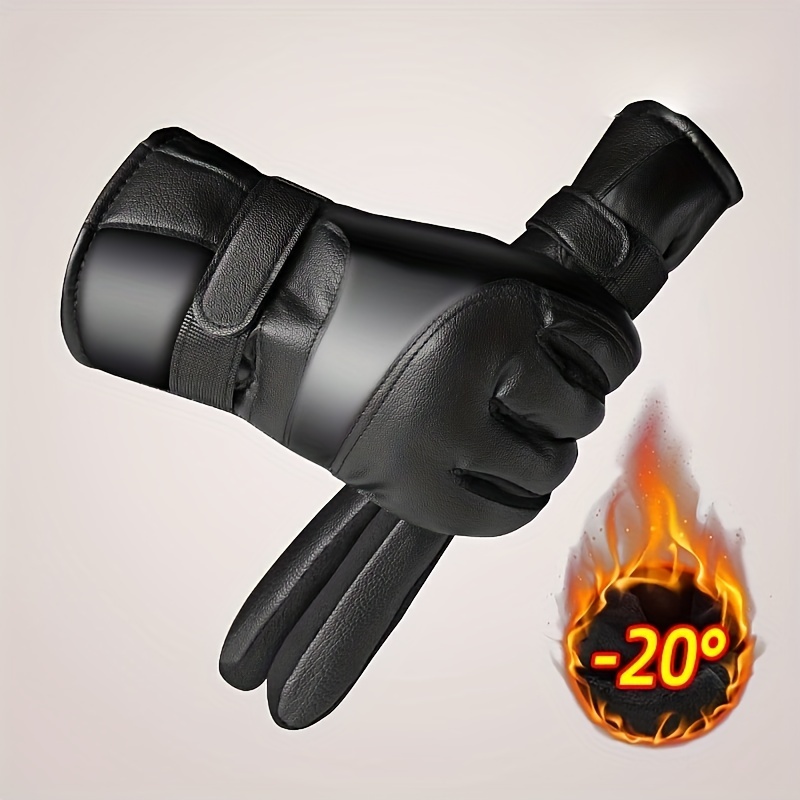Men's Winter Pu Leather Warm Gloves, Cold-proof, Thickened, Warm, With Touch Screen Function, Suitable For Outdoor Leisure Activities In Winter.