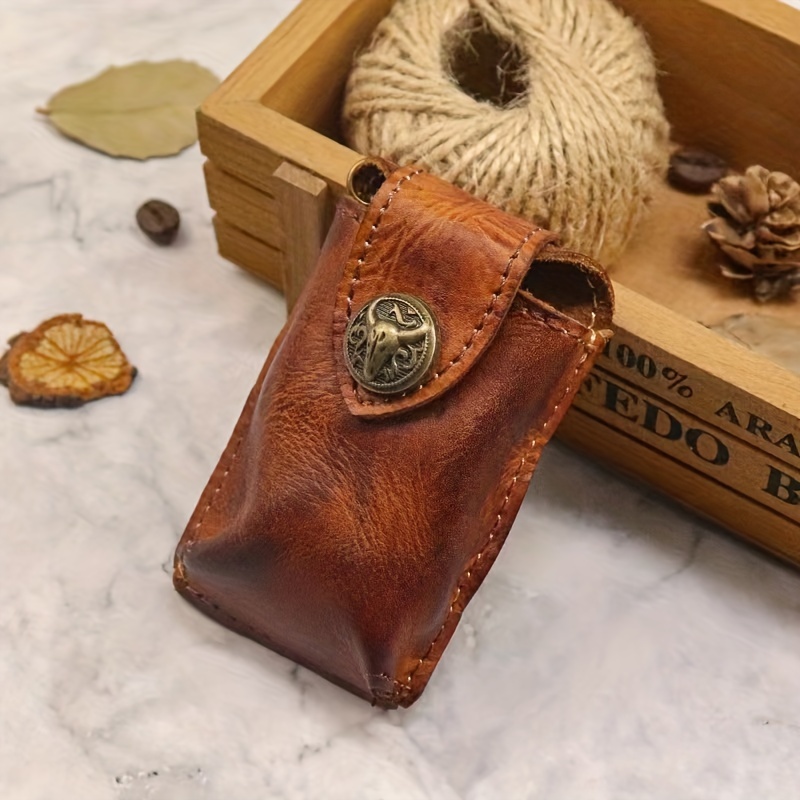 1pc Vintage Leather Key Bag Top Layer Cowhide Car Key Case | High