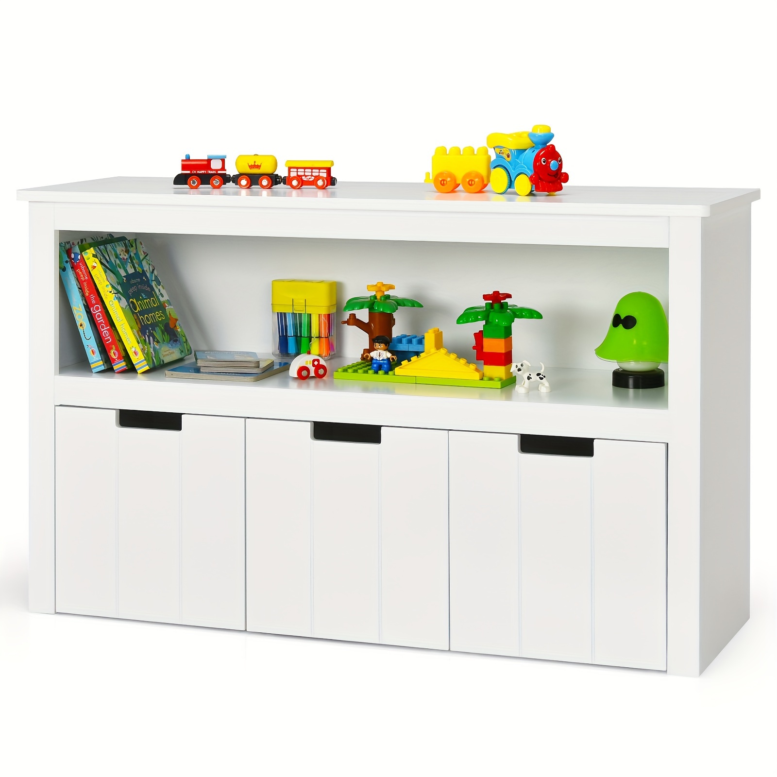 

Kid Toy Storage Cabinet 3 Drawer Chest W/wheels Large Storage Cube Shelf