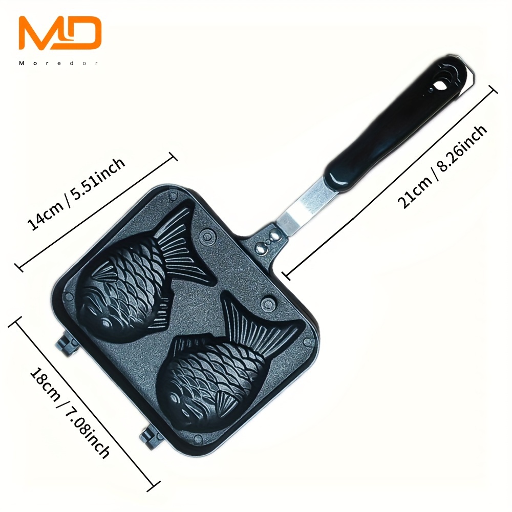 TEMU 1pc Moredor Fish-shaped Nonstick Aluminum Maker, Double-sided Baking Mold With Handle For , Metal Frying Pan, Moredor