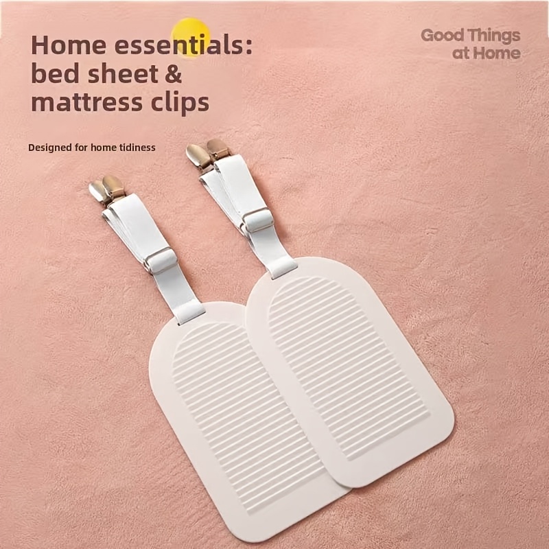 TEMU Lot de 2 attaches pour drap et matelas, pinces élastiques antidérapantes pour drap de lit, couette, tapis, supports antidérapants