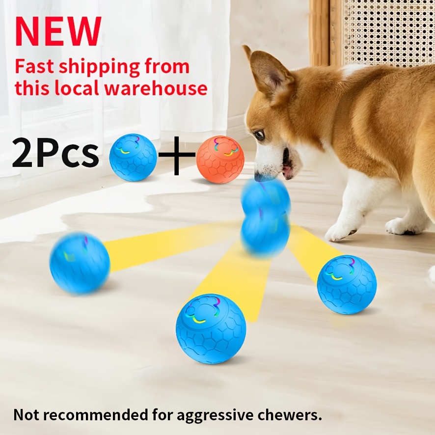 

2 Pet Jumping Balls, Interactive Balls, Usb Rechargeable, For Small Dogs, With Flashing Lights, 2