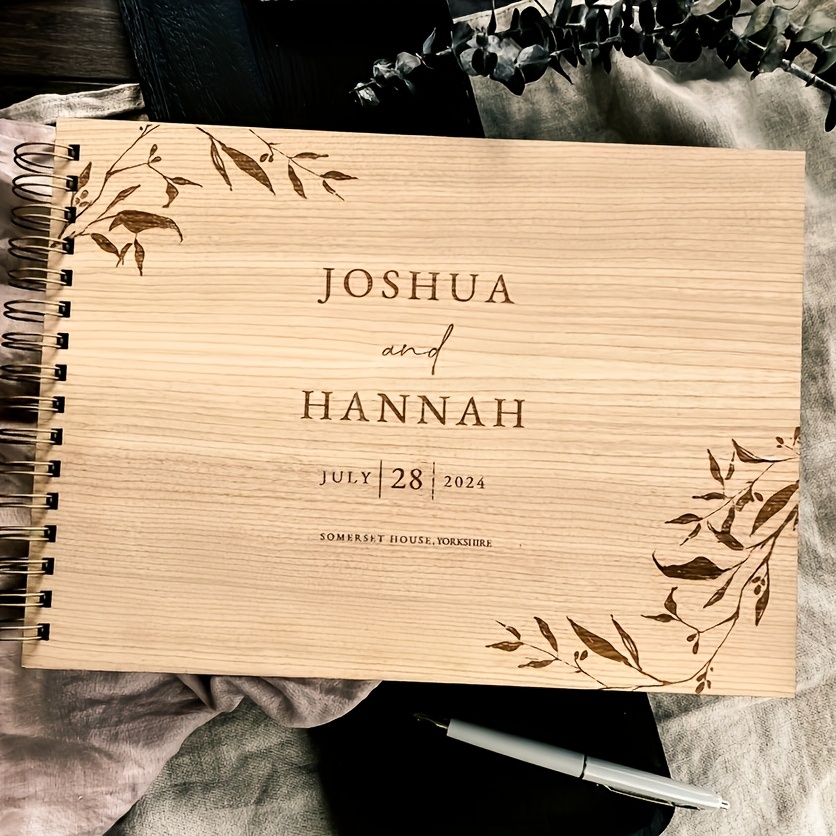 slika predmeta valentinovo poročna alternativa gostovske knjigi v rustikalnem slogu—prilagojeno leseno darilno foto album za osebni spomin, poroko, zabavne potrebščine