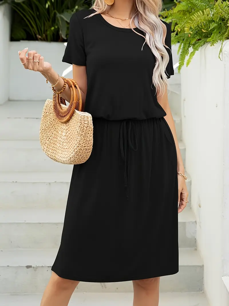 black knee length t shirt dress pockets summer suitable - Temu Austria black knee length t shirt dress pockets summer suitable - Temu Austria