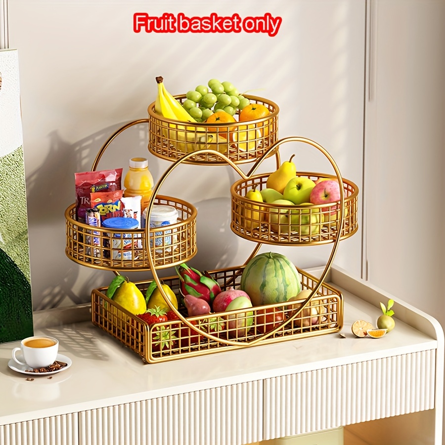 TEMU 1pc Heart Shaped 3 Tier Fruit Basket, Countertop Fruit Vegetable Basket Bowl, Suitable For Bread Snack Vegetable Fruit, Cupcake Candy Display