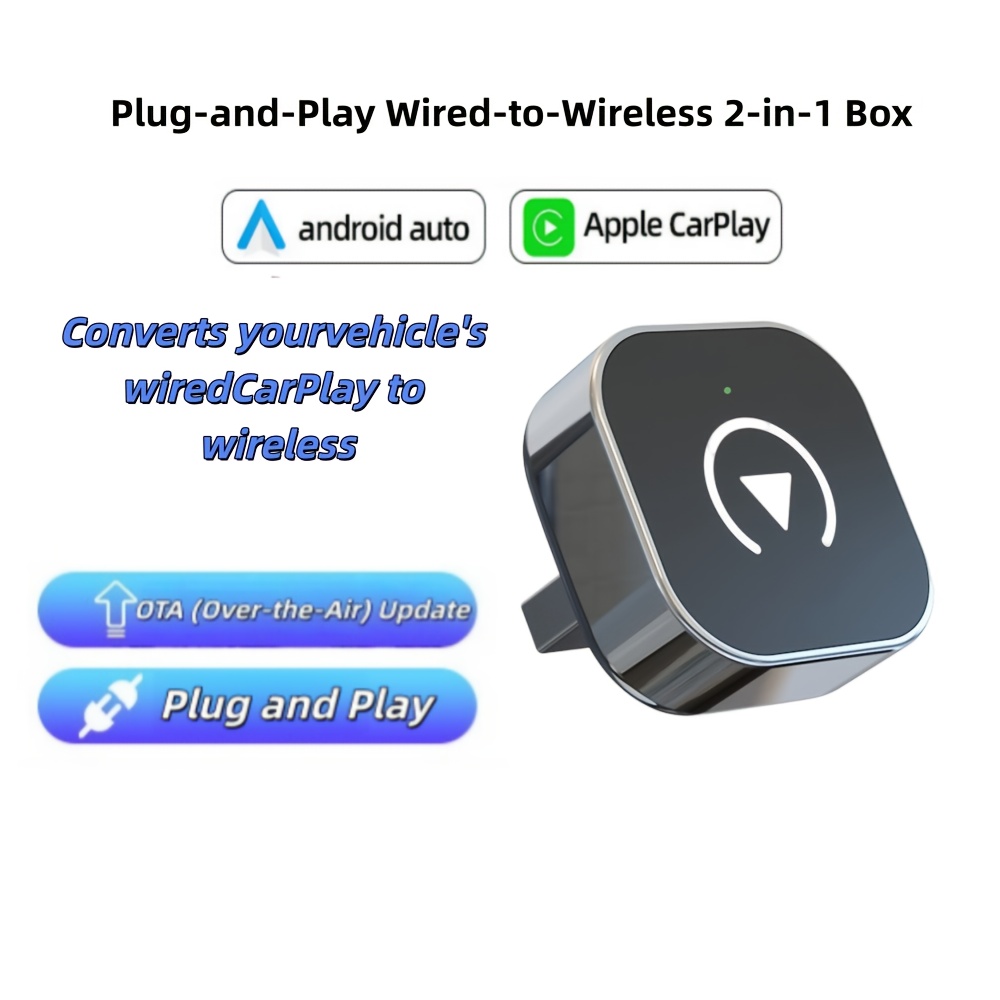 item picture wireless adapter for carplay   auto receiver plug and   stable connection small size usb powered compatible with smartphones stereo audio output without battery