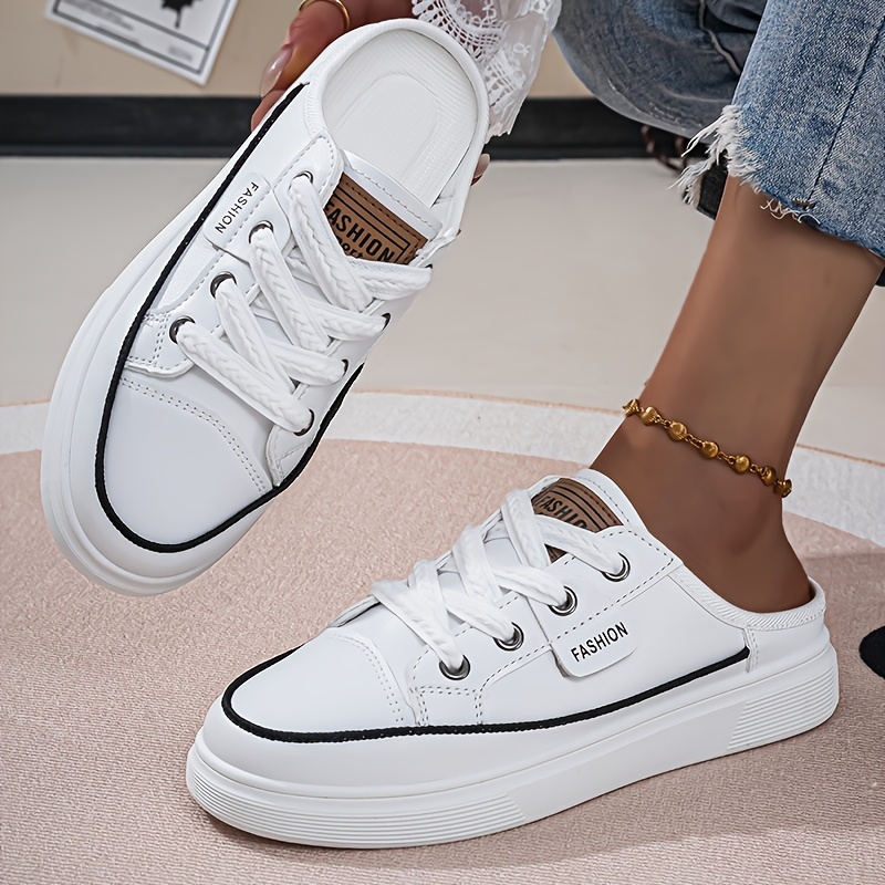 TEMU 2026 Spring Women' Platform Mules With Black Trim - Lazy Shoes, Fashionable And Versatile For Daily Streetwear, Women Shoes