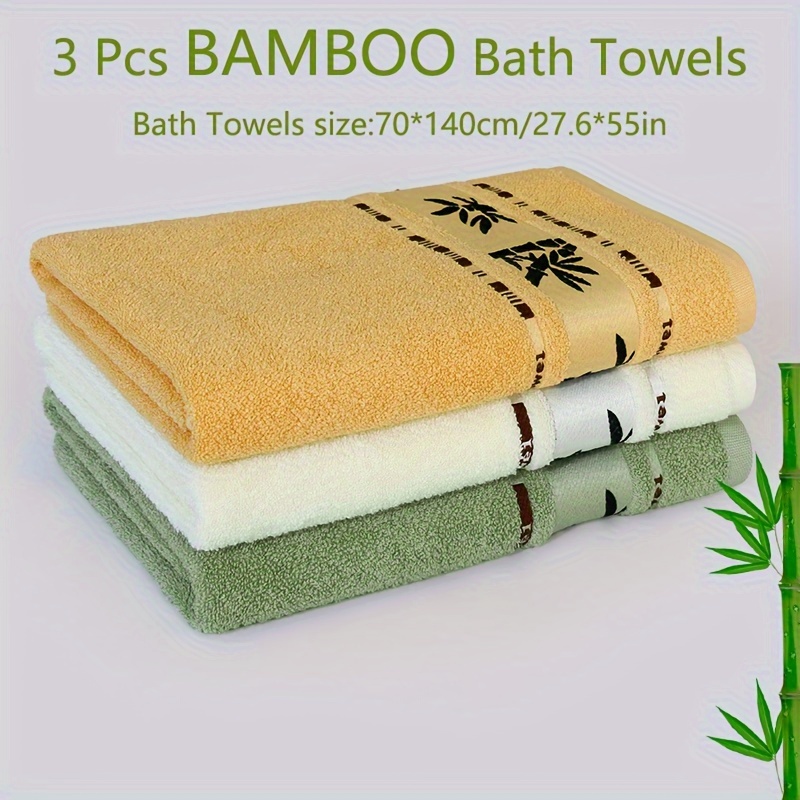 

3pcs Bamboo Fiber Bath Towel, Absorbent & Quick-drying Showering Towel, Super Soft & Skin-friendly Bathing Towel, For Home Bathroom, Ideal Bathroom Supplies