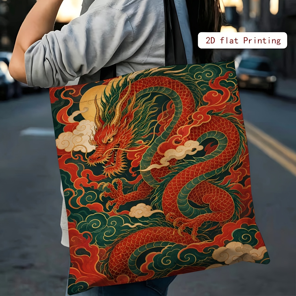 TEMU 1 ud. Bolso tote de chino, bolso plegable, tote de gran capacidad, bolsa de compras reutilizable con impresión de cara, correa de duradera de