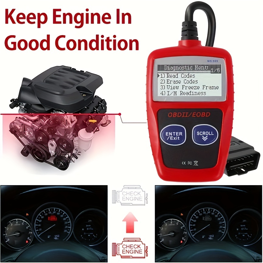 Scanner Ms309 Universal Obd2 Check Engine Fault Code Reader Temu