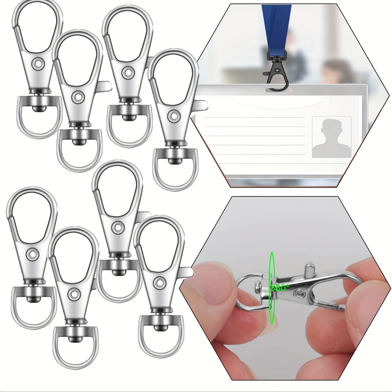 10Pcs Swivel Clasp Hooks, Key Chain Clip Hooks, D Ring Clip