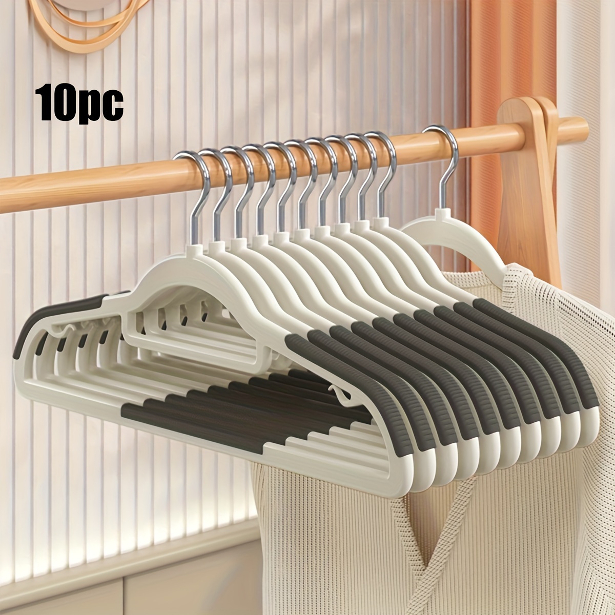 10pcs Plastic Hanger Heavy Duty Dry And Wet Clothes Hanger Non-slip Space Hanger Closet System Organizer Christmas, Christmas Gifts