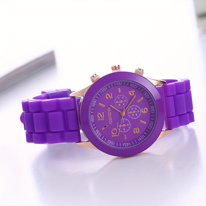 女性用腕時計 キャンディーカラー ラウンドポインター クォーツ時計 ファッション アナログ シリコン腕時計