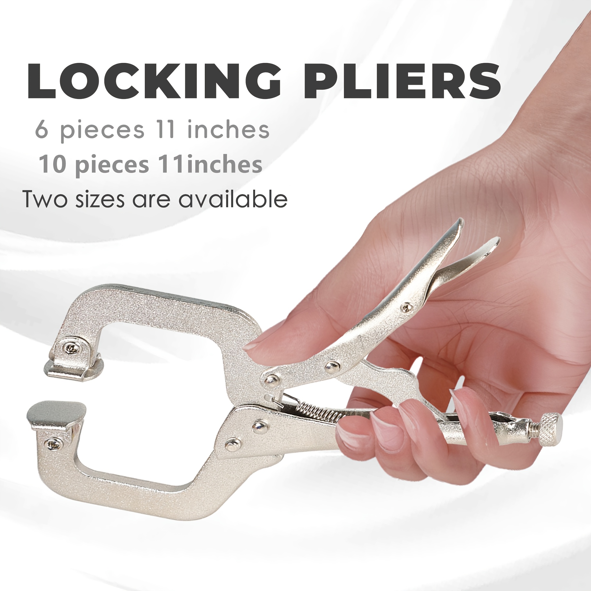 Thomletha 11-Inch Swivel Pad Locking C-Clamp Pliers – 10 Pack, Adjustable, Nickel Finish