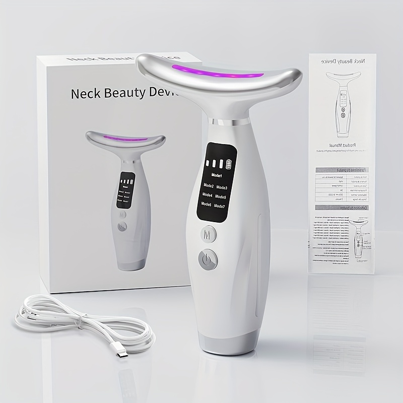 item picture 7 in 1 led electronic facial massager beauty neck device skin care facial massager skin care vibration double chin facial sculpting tool face lifting     usb charging suitable for women ideal gift for girlfriend