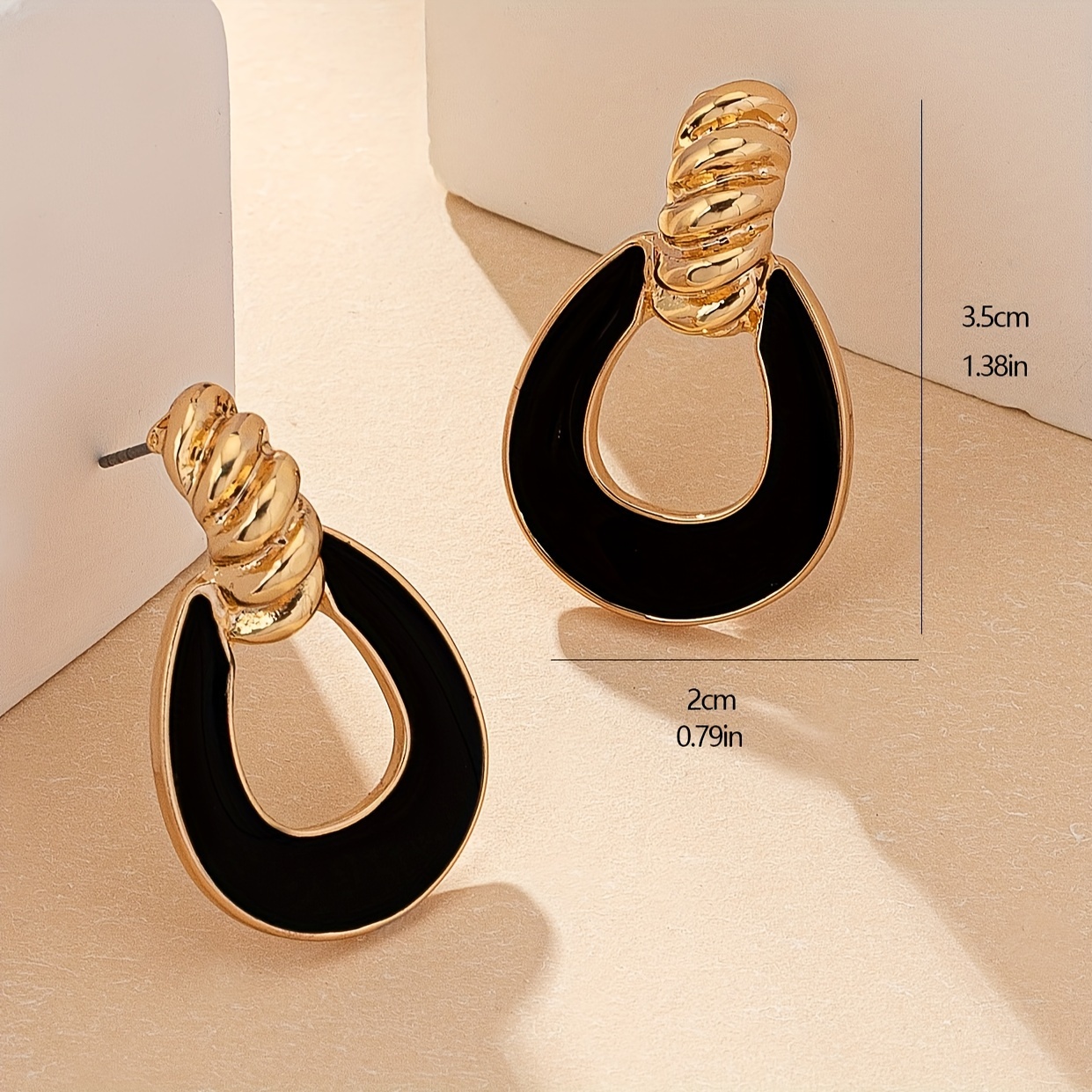 Enamel 18K Golden Plated Drop Earrings for Women