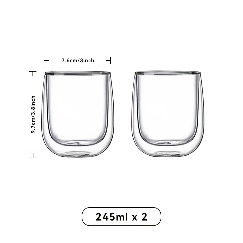 TEMU Juego de 2/4/6 piezas - Taza de preparación de vidrio de borosilicato de resistencia de pared, taza de café de vidrio aislada - 245 ml (8 oz),