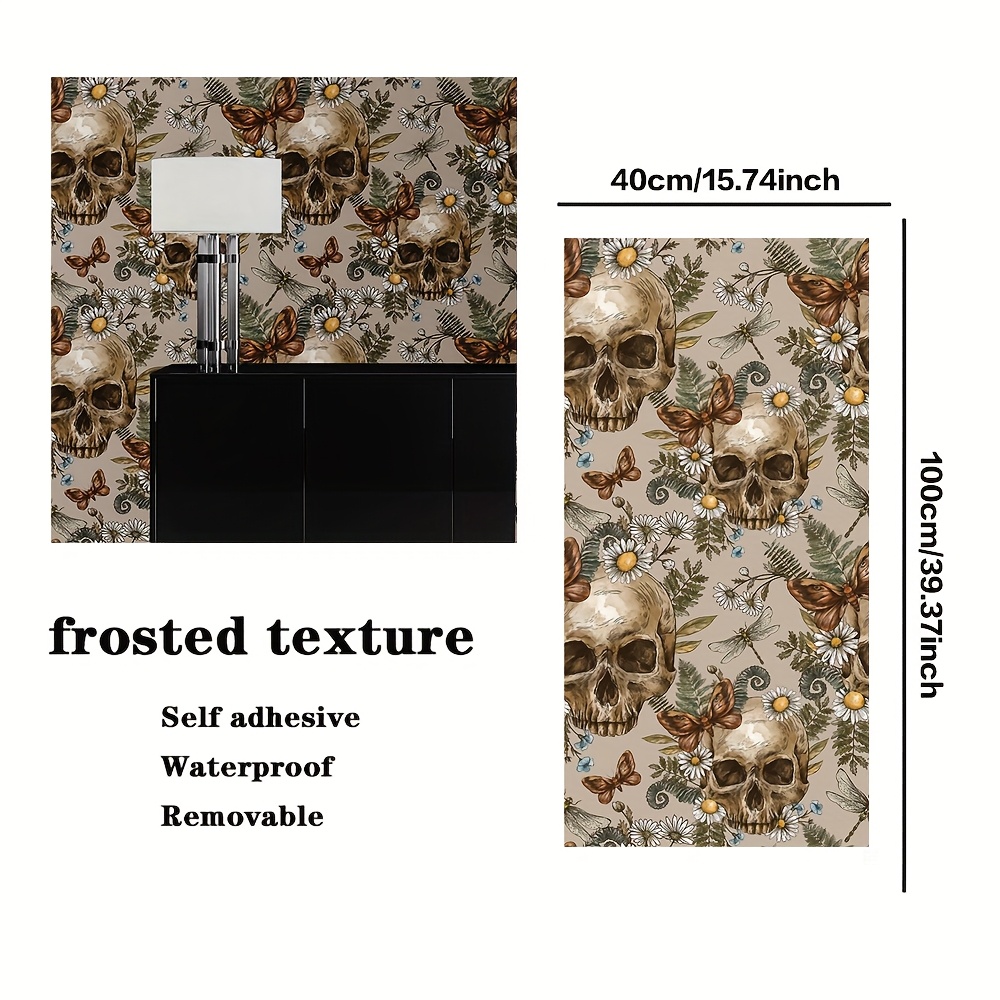 Image of Peel And Stick Wallpaper Compatible For Gothic Boho Floral - Removable Vinyl Contact Paper With Horizontal Striped/boho Floral/ & Patterns, Installation, 15.7" X 78.7" For Bedroom, Cabinets, Walls