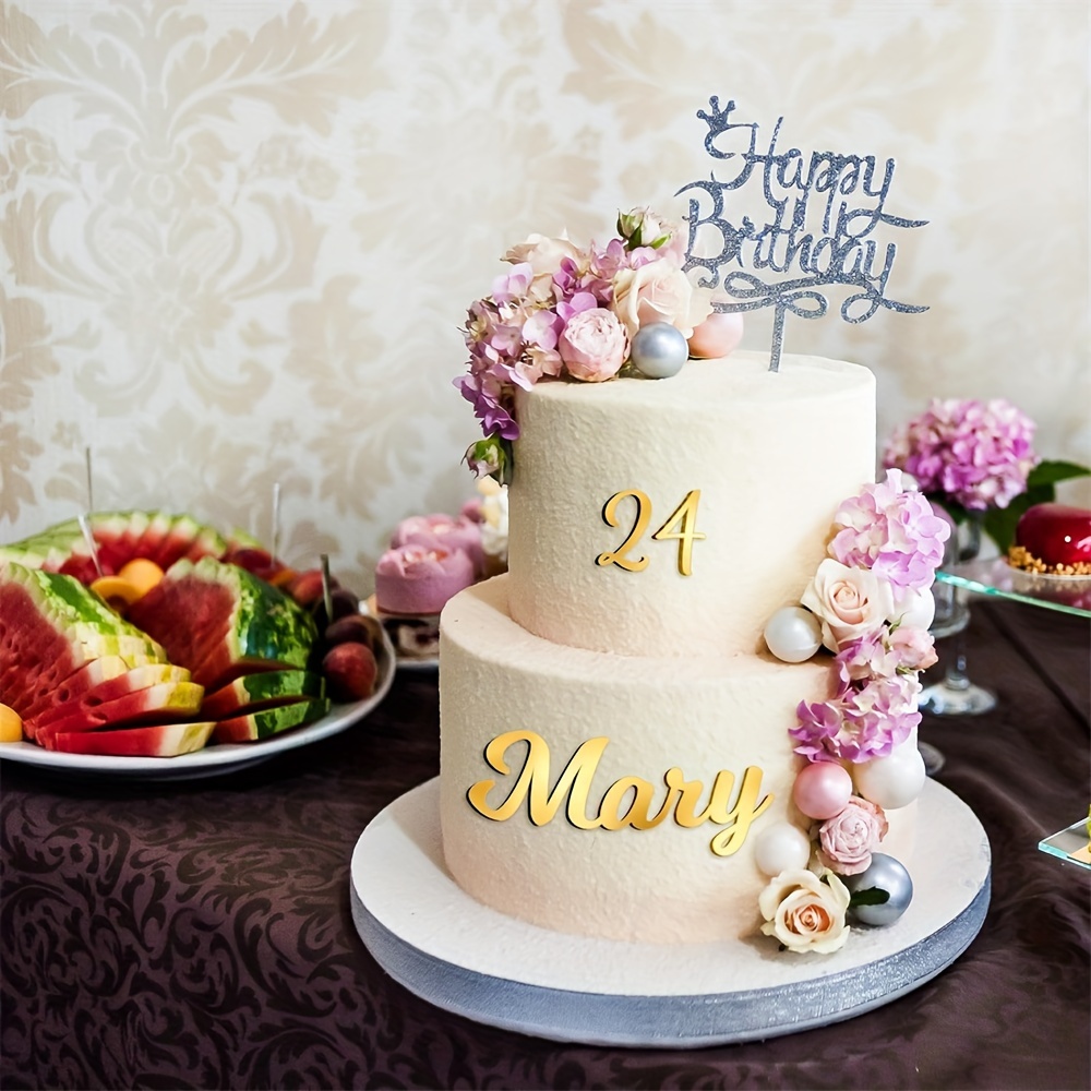 64PCS Gold Acrylic Cake Letters - Alphabet & Number Toppers For Birthday & Wedding Cakes