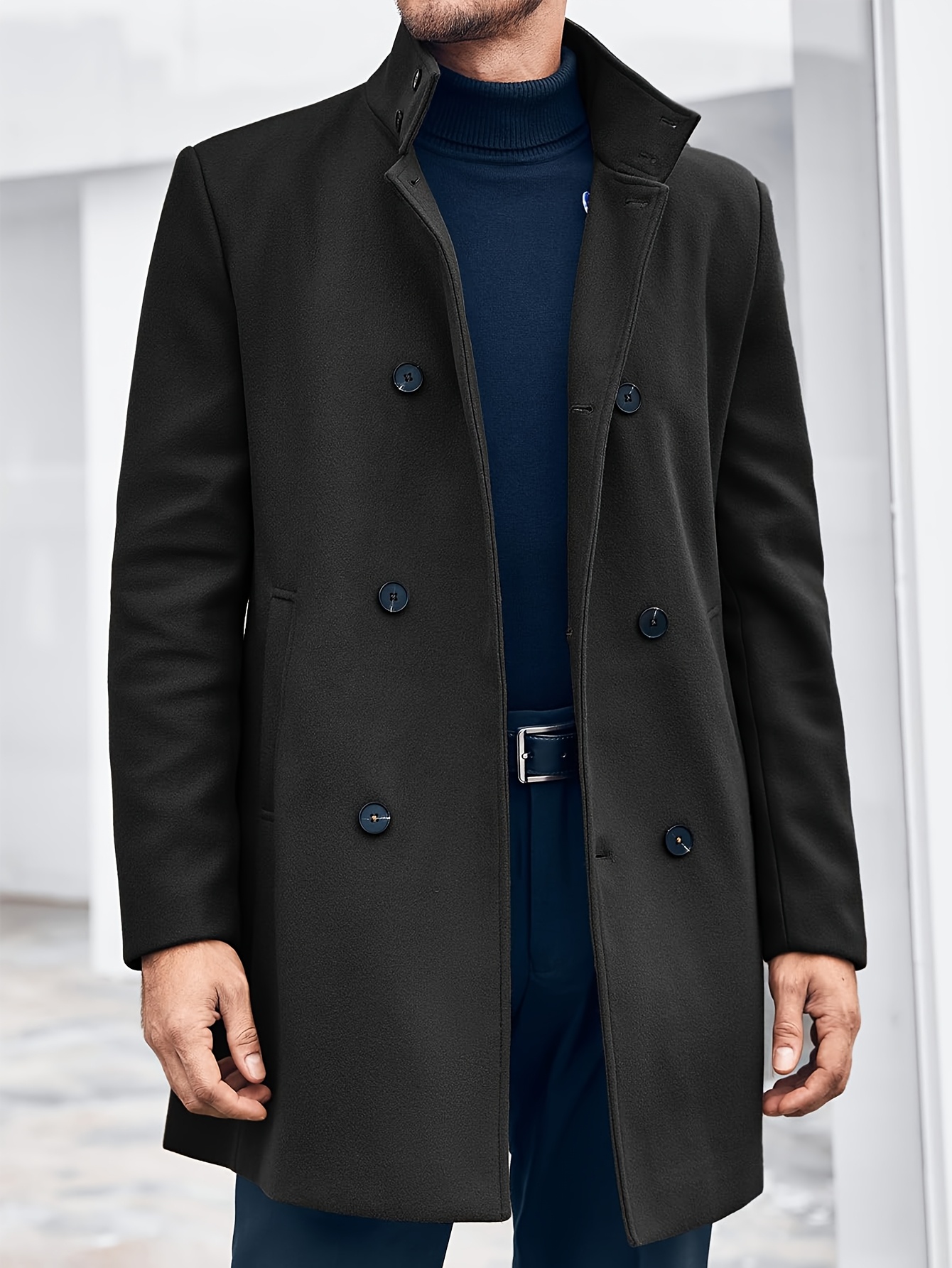 classic men's trench coat warm single double breasted Temu Bahrain