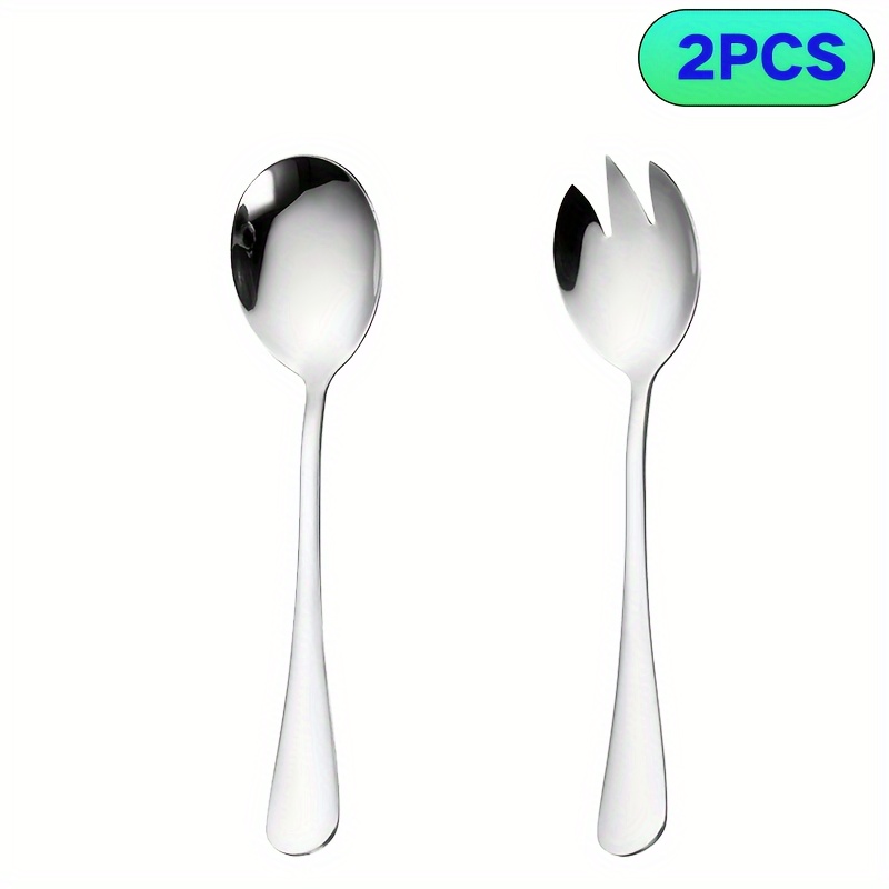 E-shop 2/4/6er Salatlöffel und -gabel Salatservice-Set, Edelstahl Salatservice-Set, 7.9 Zoll Servierlöffel und -gabel Set, Geeignet für Salat,
