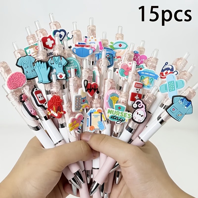 Image of 10/15/25pcs Ballpoint Pens, Pink Medical Series Neutral Pens, Suitable For Doctors, Nurses And Students, Halloween Christmas Party Gift Stationery