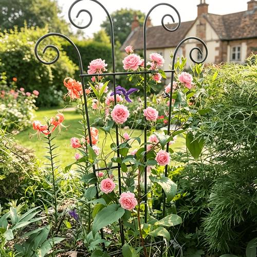 3pcs garden trellis for climbing plants outdoor indoor plant trellis support for potted plants pot trellis for flower vines ivy wave shape black