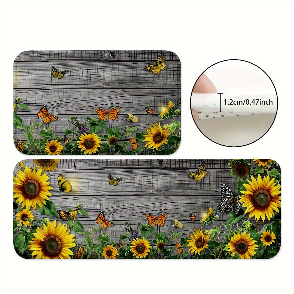 

1/2pcs, Farmhouse Area Rug, Sunflower 1.2cm Kitchen Rugs And Mats Non Skid Washable Absorbent Microfiber Kitchen Mat For Floor, Non-shed, Non-slip, Family & Pet Friendly - Premium Recycled Fibers