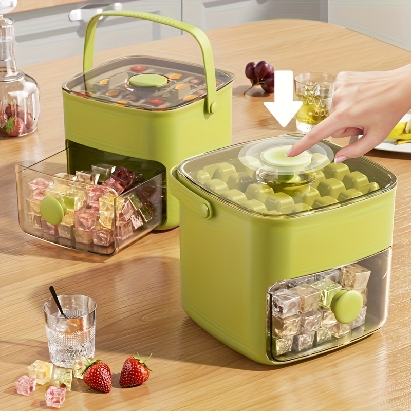 48-Cube Ice Tray with Easy Connectors - Large Capacity, No Electricity Required, Double Layer Design, Food-Grade Plastic Storage Tray, Suitable for Home, Office, Parties, Camping, and Gatherings, Essential Kitchen Gadget