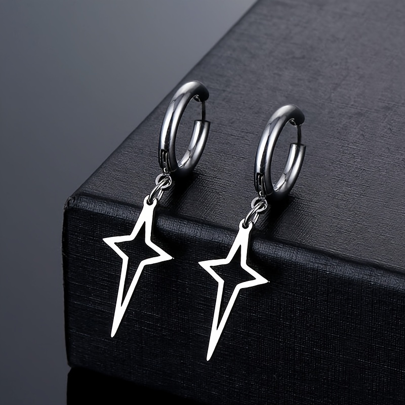 E-shop Ein Paar silberfarbene Meteor-Anhänger, Ohrstecker aus vollständigem Edelstahl