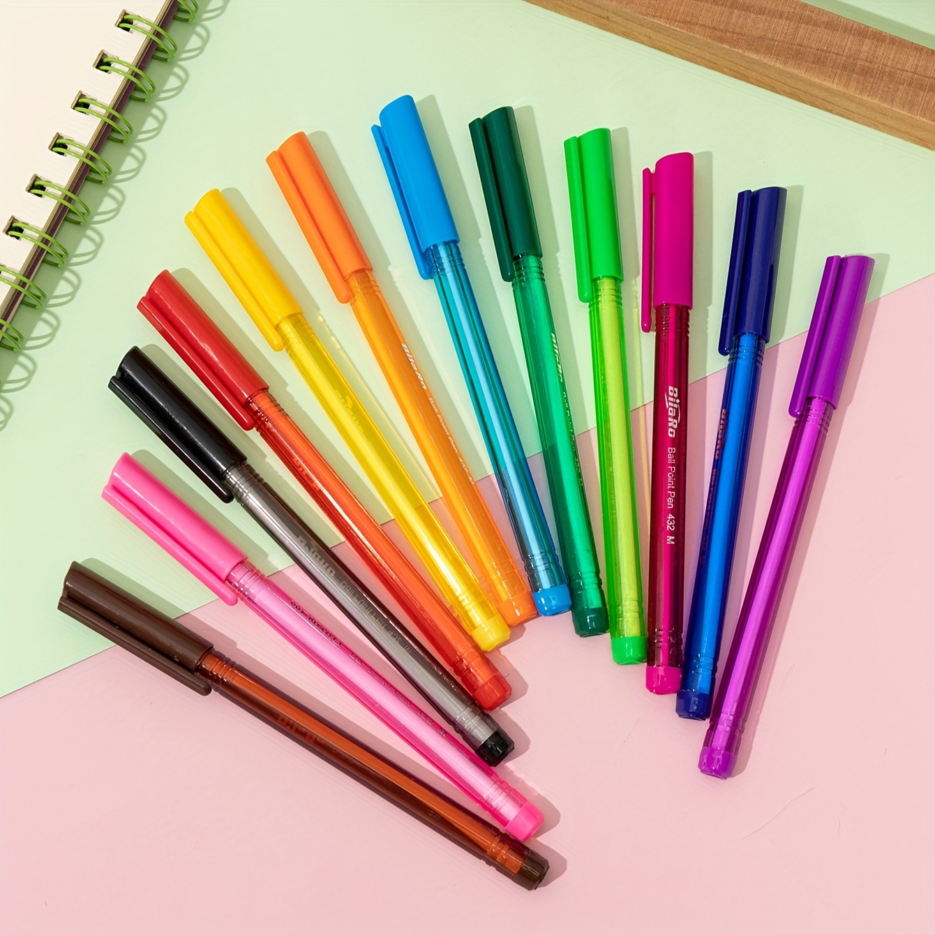 

12 Color Ball Point Pens With Triangular Grip For Easy Handling - Medium .0 Mm - Suitable For School And Office Use