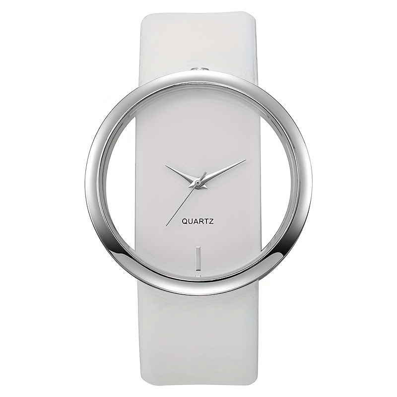 Ladies' Simple and Fashionable Quartz Watch, Hollow Dial and PU Leather Strap, Ladies' Fashionable Watch, Can Be Given as a Mother's Day Gift or Any Holiday Gift to Her