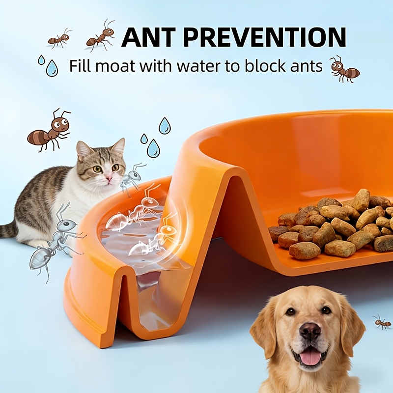 Anti-Ant Pet Bowl, Universal Plastic Food Dish for Cats And Dogs, with Anti-Splash And Ant-Proof Water Trough, Easy-Clean Non-Slip Feeding Bowl