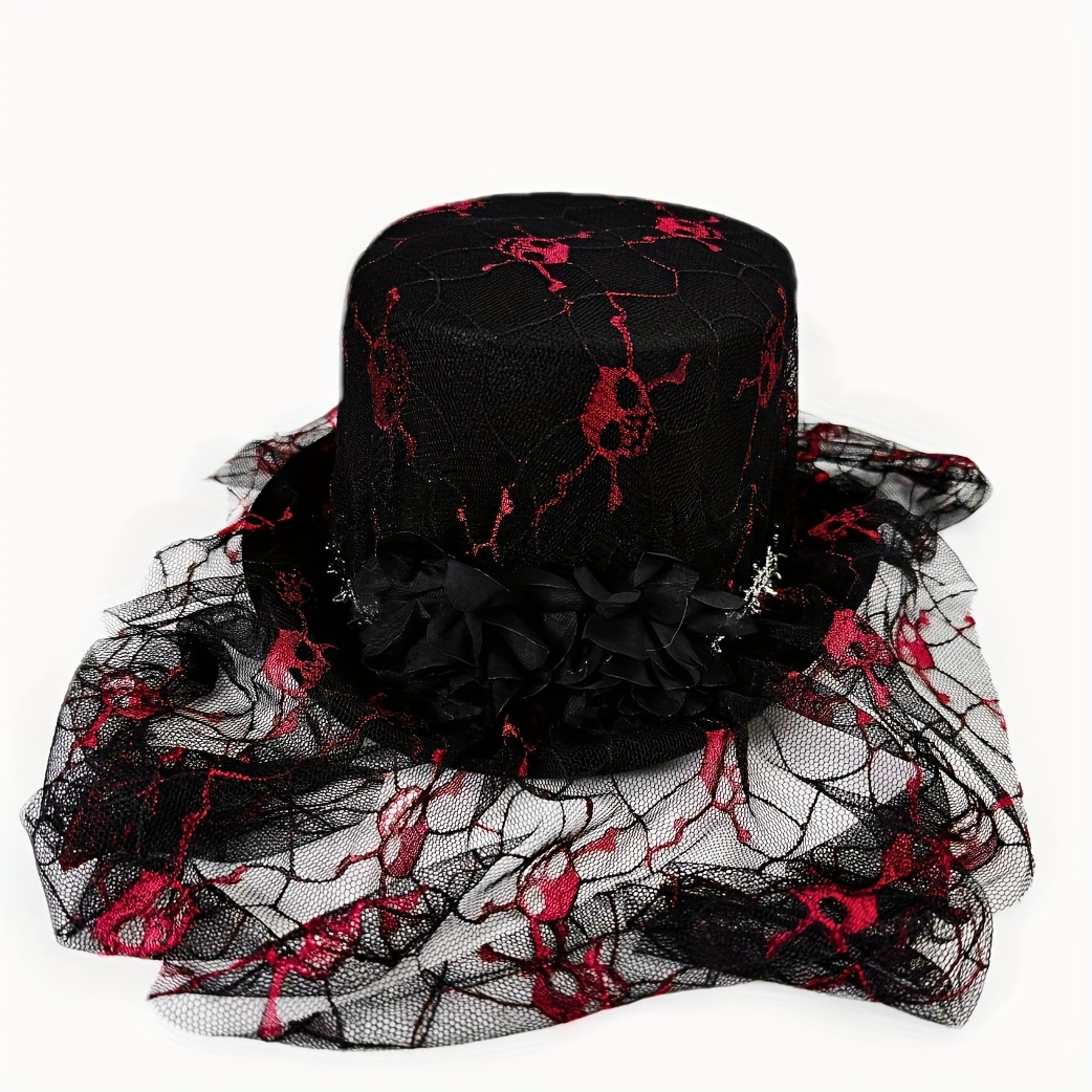 

Chapeau Haut de de Crâne avec Boucle Dorée Rouge - pour les Fêtes d'Halloween et de Noël, Lavage à Uniquement, Polyester